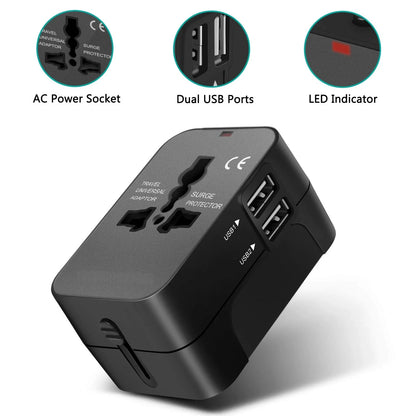 Universal Travel Adapter with Dual USB Ports