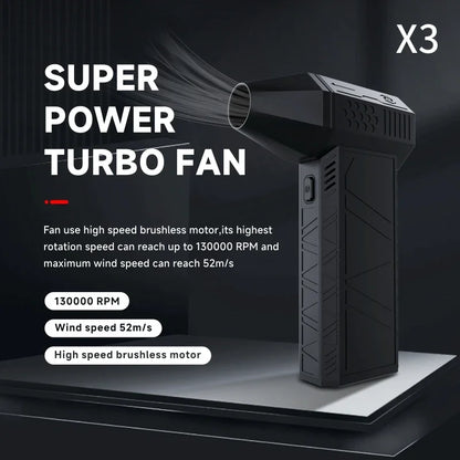 X3 Mini Turbo Jet Fan – 3rd Gen Brushless Motor, 130,000 RPM, 52m/s Wind Speed