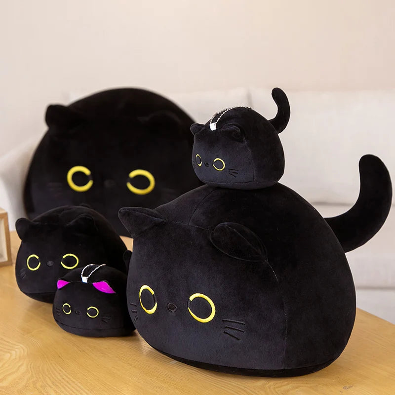 PurrPuff™ Round Black Cat Plushie