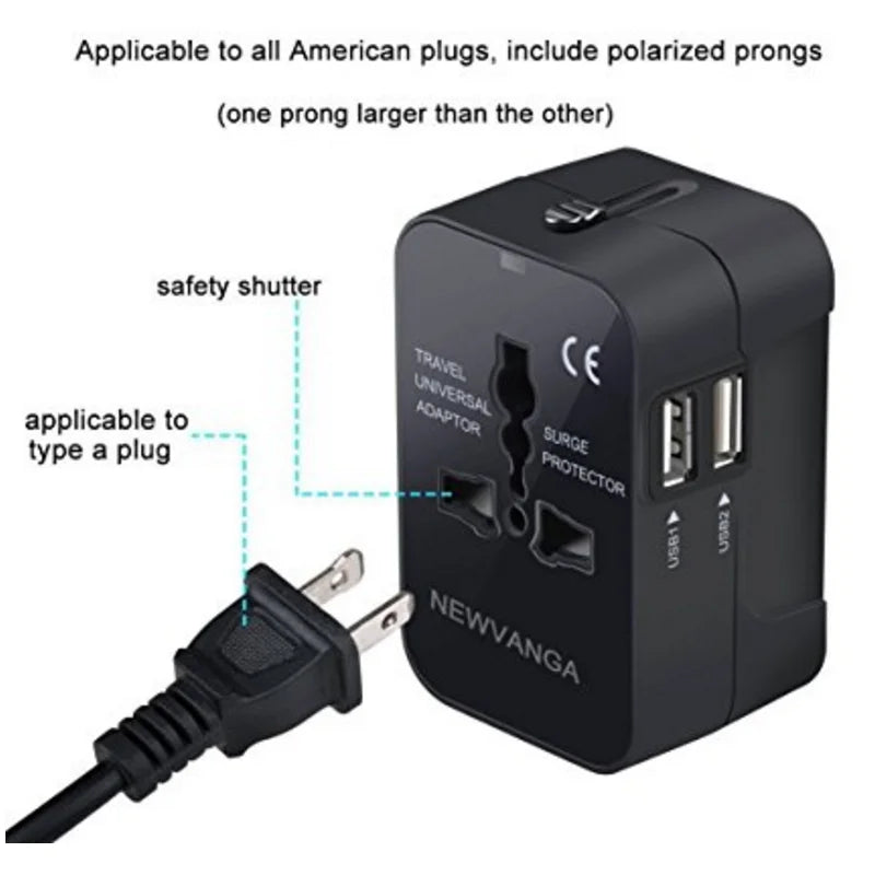 Universal Travel Adapter with Dual USB Ports