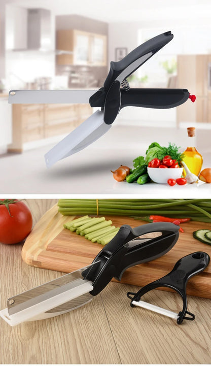 2-in-1 Stainless Steel Kitchen Shears - Multi-Tool for Cutting Steak, Vegetables, and Fruit