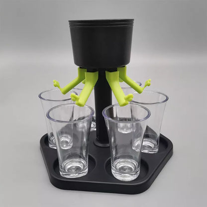 6 Shot Glass Dispenser for Whiskey, Beer, Wine - Party Drinking Game Tool and Bar Accessory