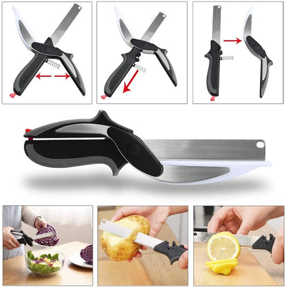 2-in-1 Stainless Steel Kitchen Shears - Multi-Tool for Cutting Steak, Vegetables, and Fruit