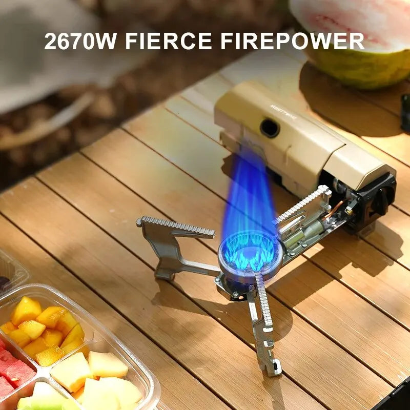 Portable Folding Camping Gas Stove - 2670W Burner for Outdoor Picnic Cooking