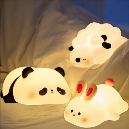 USB Rechargeable Silicone Night Light - Cute Sheep, Panda, Rabbit Designs