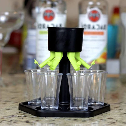 6 Shot Glass Dispenser for Whiskey, Beer, Wine - Party Drinking Game Tool and Bar Accessory