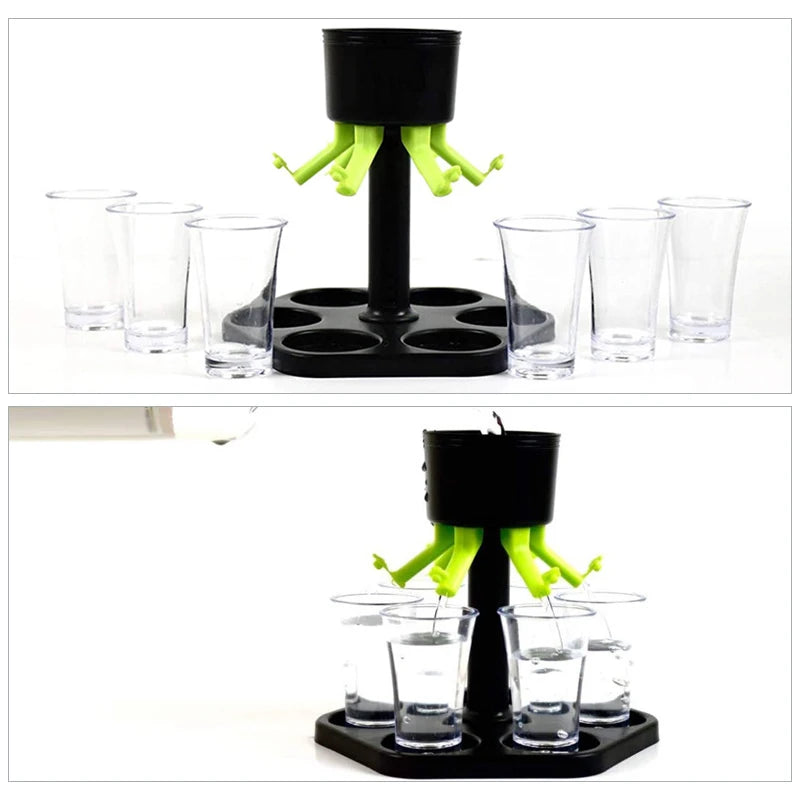 6 Shot Glass Dispenser for Whiskey, Beer, Wine - Party Drinking Game Tool and Bar Accessory